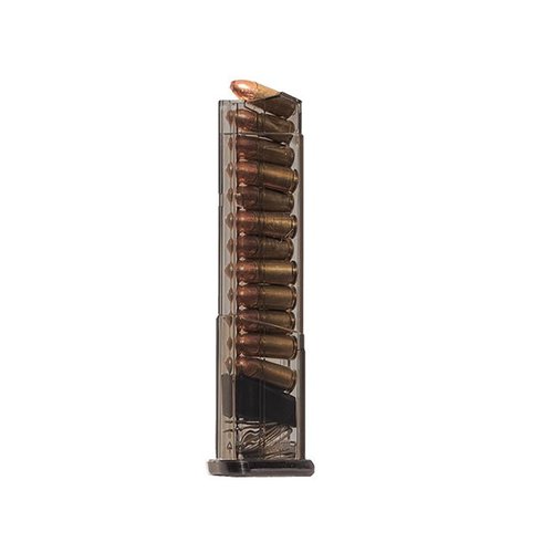 Caricatore Smith & Wesson 9mm Shield, disponibile in 7, 9 e 12 colpi, con resistenza agli urti, facile smontaggio e corpo traslucido per controllare le munizioni.