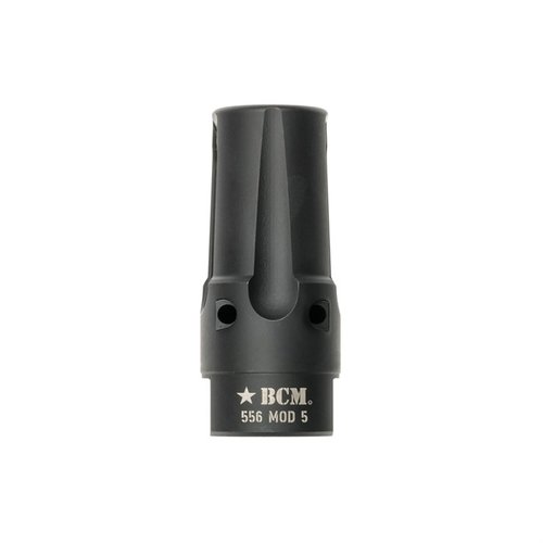 Il BCMGUNFIGHTER Compensator Mod 5-5.56 riduce il rinculo, il flash e il rumore, progettato per applicazioni tattiche con resistenza alla corrosione.