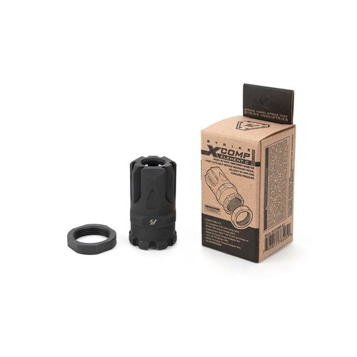 Il Muzzle Brake X-Comp Element C di Strike Industries è progettato per CZ Scorpion EVO, riduce il rinculo e si adatta a diverse calibri con installazione semplice.
