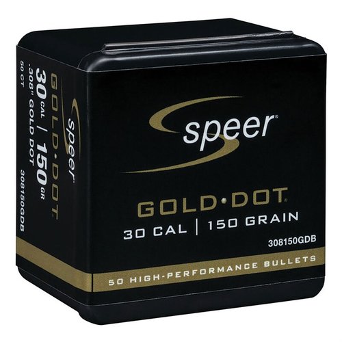 I proiettili Gold Dot® 30 Caliber (0.308") offrono precisione estrema, espansione affidabile e ritenzione del peso, ideali per la protezione personale.