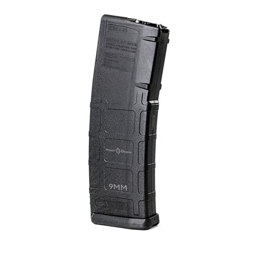 Caricatore 9mm Luger da 30 colpi per Steyr AUG, in materiale polimerico, compatibile con stock standard o NATO, leggero e resistente.