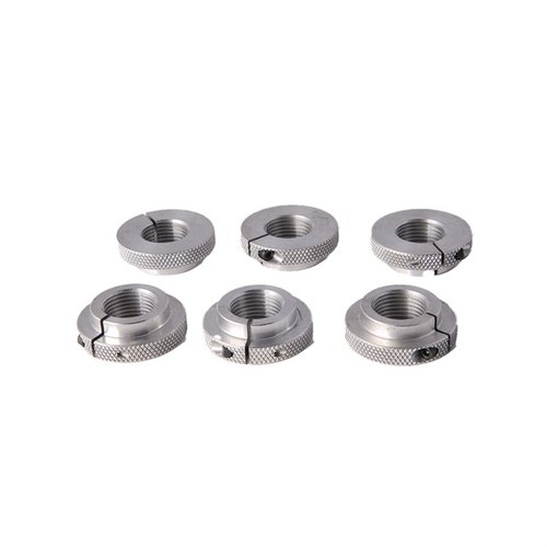 Gli Adapter Lock Rings per la pressa Forster Co-Ax XL offrono una connessione sicura con filettature da 1-1/4" a 7/8". Disponibili in confezione da 6.