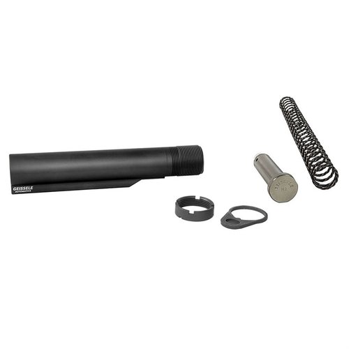 Il Geissele Premium Mil-Spec Buffer Tube è realizzato in alluminio 7075-T6, offre 6 posizioni, e include la Super 42 Spring per maggiore affidabilità e prestazioni.