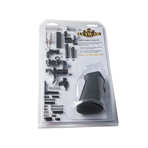 Il kit completo di parti inferiori AR-308 Luth-AR include tutti i componenti necessari per assemblare un lower receiver, realizzati con materiali di alta qualità.