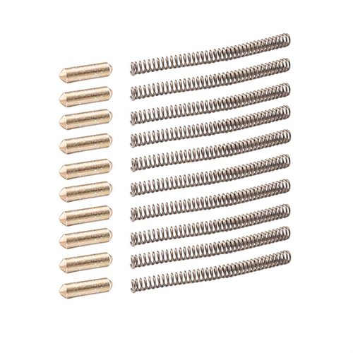 Il pacchetto da 10 Takedown Pin Detent con molla include 10 molle LR-14 e 10 detent LR-15, perfetti per garantire un'assemblaggio sicuro e affidabile.