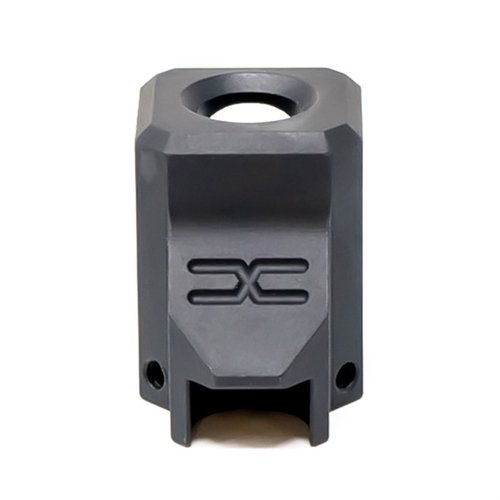 Il compensatore Faxon per Glock® 43 migliora la consistenza, riduce il rinculo e il sollevamento della volata grazie al design angolato dei porti.