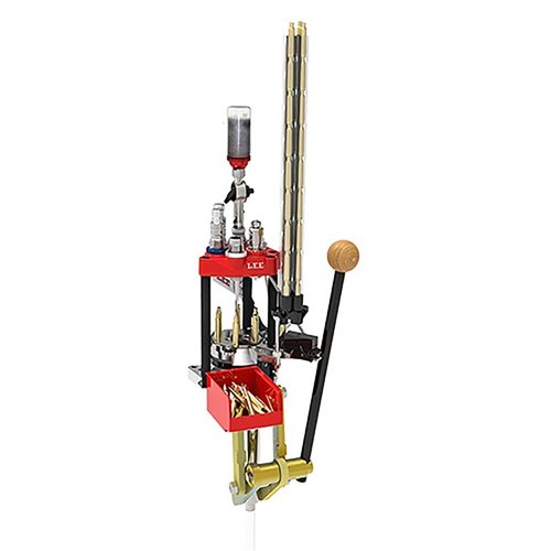 Il Six Pack Pro Press Kit di Lee Precision offre un sistema di caricamento automatico, sei stazioni per qualsiasi tipo di dies e cambio cartucce in pochi secondi.