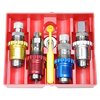 Il set di die Lee Breech Lock Carbide 4-Dies per .38 SPC/357 MAG include die di dimensionamento, caricamento e crimpatura, con accessori e istruzioni inclusi.