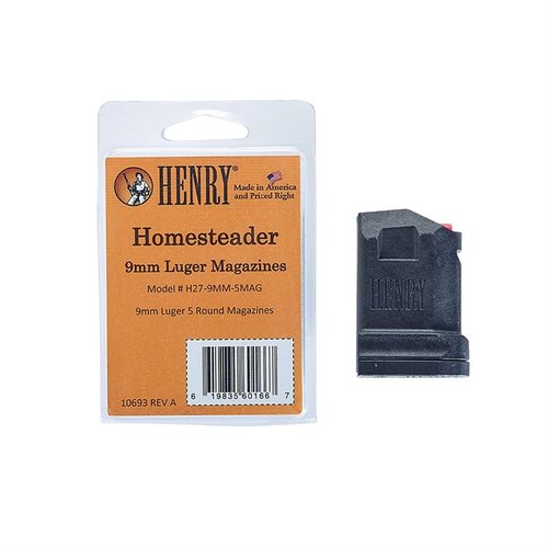 Il caricatore H027 HOMESTEADER da 5 colpi in 9mm Luger è un ricambio perfetto per il tuo fucile Henry, garantendo affidabilità e prestazioni superiori.
