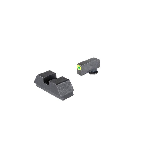 Il set di mirini tritio Ameriglo 1L è compatibile con Glock MOS, offre una visione co-witness elevata e un'ottima visibilità anche in condizioni di scarsa luce.