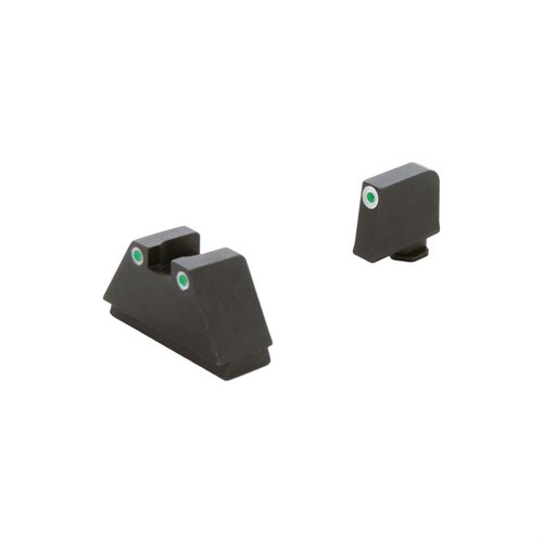 I mirini Ameriglo 3XL per Glock offrono una visione co-witness precisa per ottiche red dot, ottimizzati per modelli MOS e con tritio verde per visibilità.