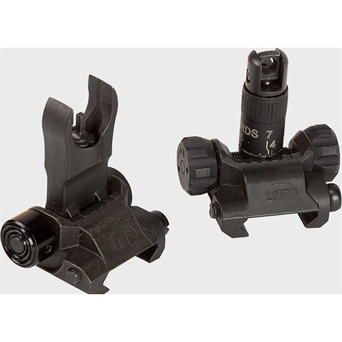 Il kit AR-15 IMPERIAL BUIS offre mirini flip frontale e posteriore per condizioni estreme, con sicurezza e precisione fino a 700 yards.