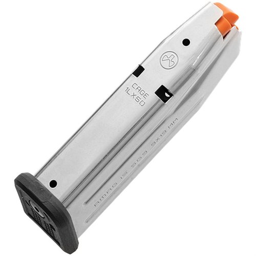 L'AMAG 15 SG9 è un caricatore 15 colpi per SIG P320 Compact, con corpo in acciaio inossidabile, molla resistente alla corrosione e indicatore di capacità.