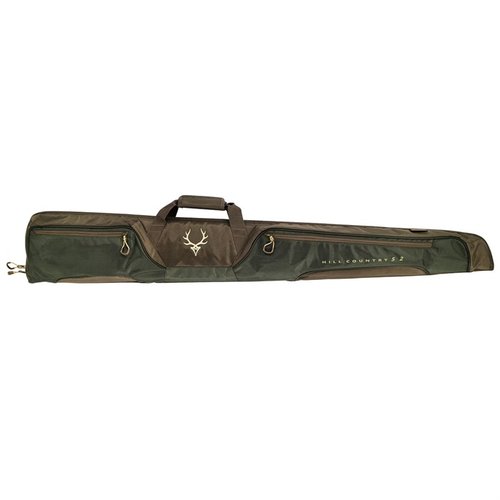 La Hill Country II Shotgun Case offre una protezione robusta in 1680D, imbottitura interna spessa, due ampie tasche e maniglie rinforzate per un trasporto facile.