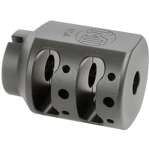 L'ALPHA TANK BRAKE offre una riduzione massima del rinculo grazie al suo design a doppia camera, realizzato in acciaio inossidabile 416, con finitura Black Nitride.