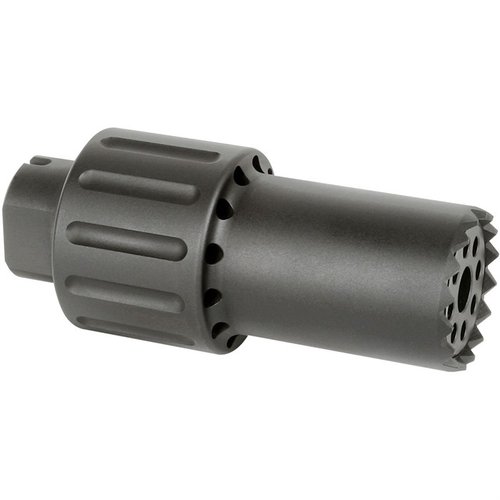 L'ALPHA BLAST DIVERTER dirige il blast del muso in avanti, è realizzato in alluminio 6061 con estremità in acciaio, leggero e progettato per thread pitch M14X1LH / 1/2X28.
