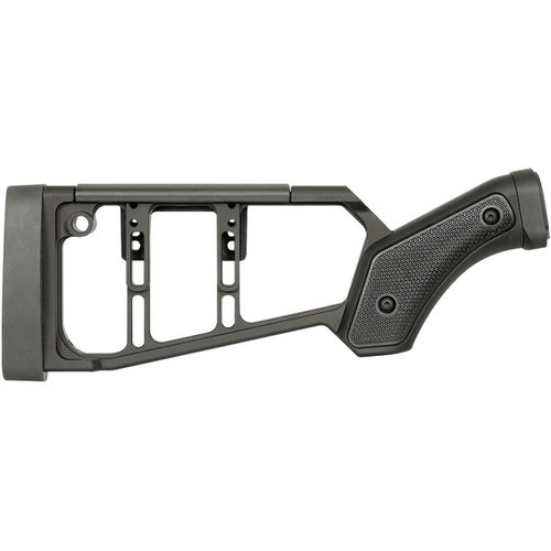 Il calcio per Mossberg 590 offre regolabilità, design ambidestro, riduzione del rinculo e compatibilità M-LOK®, mantenendo la lunghezza di trazione originale.
