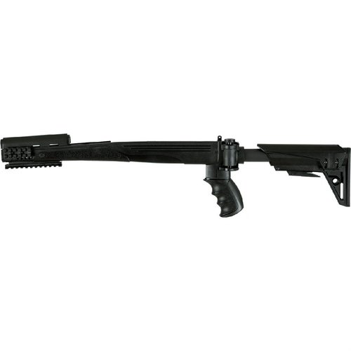Il STRIKEFORCE GEN2 SKS Stock con TracLOCK offre una spalla regolabile a sei posizioni, design compatto, assorbimento del rinculo e attacchi Picatinny per accessori.