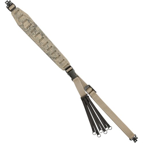 La QUAKE CLAW 2.0 Game Hauler Sling offre una comoda cinghia in gomma con attacco a fibbia, ideale per trasportare fucile e prede mantenendo le mani libere.