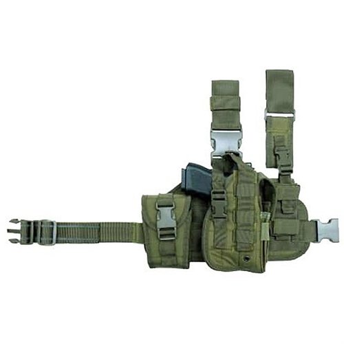 L'holster drop leg CACTUS JACK in nylon resistente offre accesso rapido all'arma e include una tasca MOLLE per un caricatore extra, perfetto per ogni situazione.