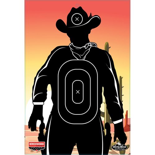I bersagli BIRCHWOOD CASEY DIRTY BIRD GUNSLINGER SKYLINE 12 x 18" offrono un intenso contrasto, facilitando la visibilità dei colpi, ideali per tutte le pistole.