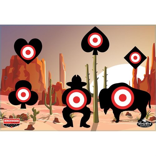 I bersagli BIRCHWOOD CASEY DIRTY BIRD ACES HIGH 12 x 18" offrono un'intensa macchia per un contrasto superiore, ideali per tutte le tipologie di tiro con pistola.