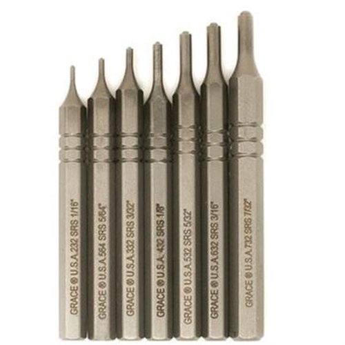 Il set di punte corte Grace USA offre precisione e durata, realizzato in acciaio al carbonio, con design esagonale per stabilità e facilità d'uso nei lavori dettagliati.