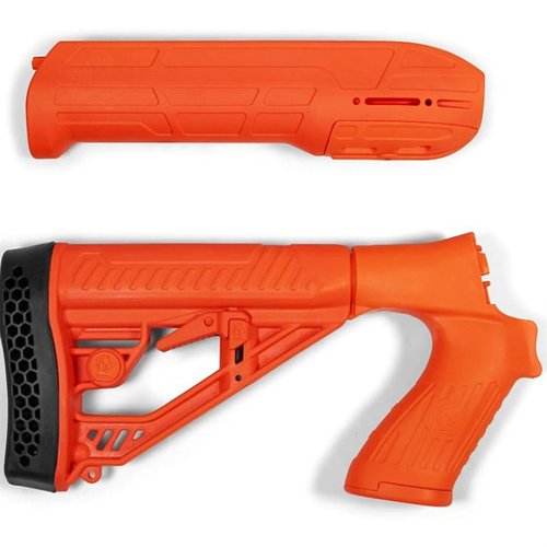 L'EX Performance Adjustable Stock & Forend per Mossberg 500/590/88 offre un design avanzato, costruzione in polimero resistente e lunghezza regolabile per un'ottima personalizzazione.