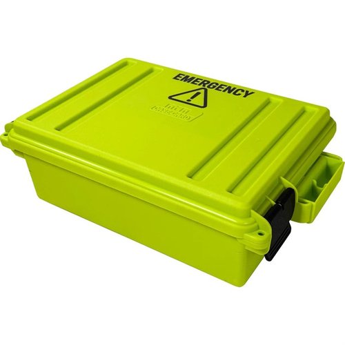 Le scatole di emergenza MTM EB3 sono impermeabili, robuste e facilmente visibili, perfette per organizzare i tuoi kit di emergenza in modo sicuro.