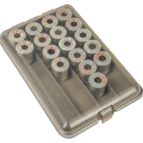 La MTM POWDER & SHOT BUSHING BOX offre un'organizzazione perfetta per i bushings di polvere e pallini, con coperchio trasparente e design impilabile.