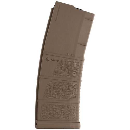 Caricatore MFT 5.56 NATO da 30 colpi, progettato per una maggiore durata, con texture antiscivolo, scarico rapido e affidabilità migliorata grazie a materiali avanzati.