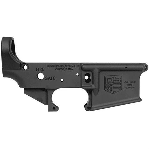 Il ricevitore inferiore DB15 Multi Caliber di Diamondback è realizzato in alluminio 7075-T6, offre compatibilità multi-calibro e finitura anodizzata nera resistente.