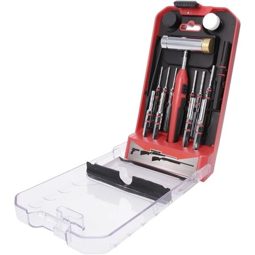 Il kit Hammer & Punch di Birchwood Casey offre strumenti essenziali per la manutenzione delle armi, con martello dual-face, punte intercambiabili e un pratico supporto.