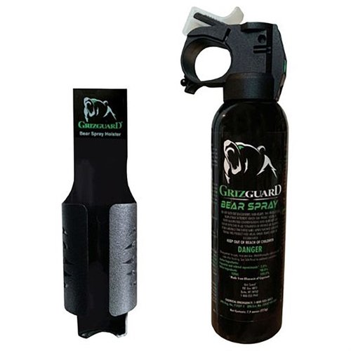 Il GrizGuard Bear Spray da 7,9 oz offre una formula potente da 3.000.000 SHU, uno spruzzo a nebbia per ampia copertura e una fondina integrata per un accesso rapido.