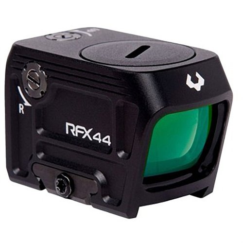Il RFX44 offre un reticolo verde da 5 MOA per un'acquisizione rapida del bersaglio, design chiuso per protezione e durata, e attivazione INSTANT-ON per lunga vita della batteria.