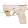 Il laser verde E SERIES™ di Viridian per Springfield Hellcat offre installazione semplice, attivazione ambidestra, e portata fino a 100 yard di giorno e 2 miglia di notte.