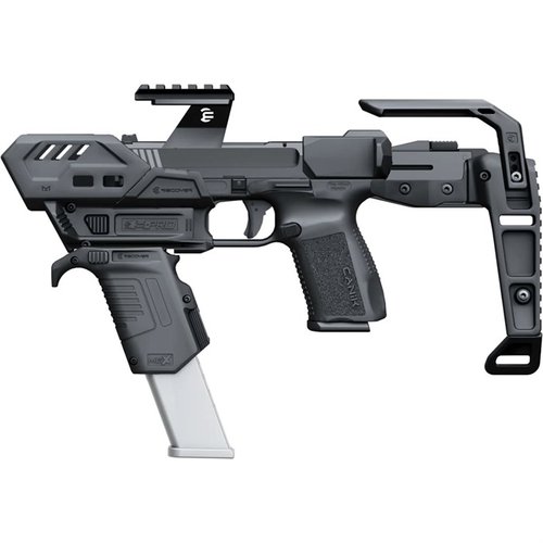 Il kit S-PRO Stabilizer offre un stabilizzatore a molla convertibile in calciolo, opzioni di montaggio MLOK e compatibilità modulare per diverse pistole.