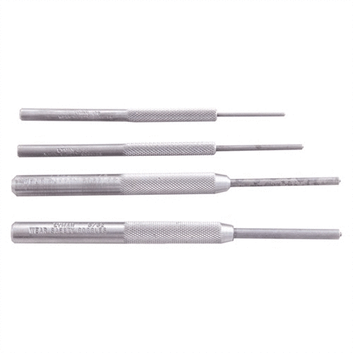 Il set di punzoni Deluxe di LYMAN offre punzoni a punta tonda in acciaio 4140 per rimuovere e sostituire facilmente i roll pin, garantendo precisione e controllo.