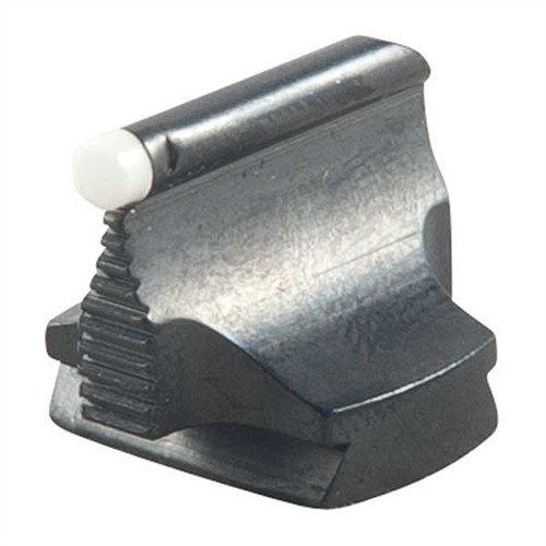 Sito frontale di precisione in acciaio bluato per fucili, con design contornato e base arrotondata, disponibile in diverse misure e tipi di bead per adattarsi a ogni arma.