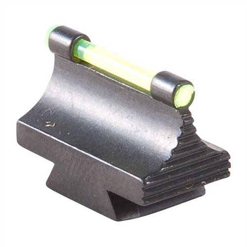 Mirino anteriore RIFLE FIBER OPTIC GLOW 45-MR in acciaio blu, con asta ottica verde o arancione, progettato per precisione e adattabile a diverse armi.