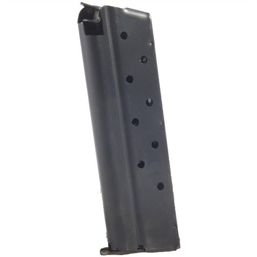 Caricatori 1911 9MM di alta qualità in acciaio blu e acciaio inossidabile, progettati per un'alimentazione affidabile e facile pulizia con base rimovibile.