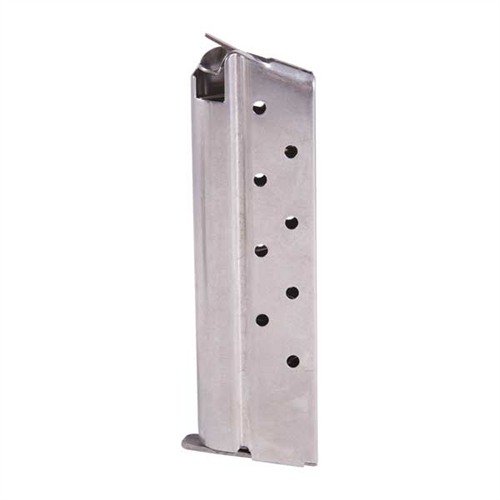 Caricatori di alta qualità per pistole 1911, disponibili in acciaio blu e inox, con follower piatto o rotondo, per un'alimentazione affidabile e pulizia semplice.