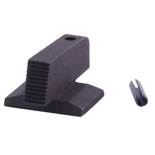 La mire frontale dovetail in acciaio CNC di Novak, nera e alta 0,225", non si impiglia nella fondina e riduce il riverbero grazie alla faccia serrata.