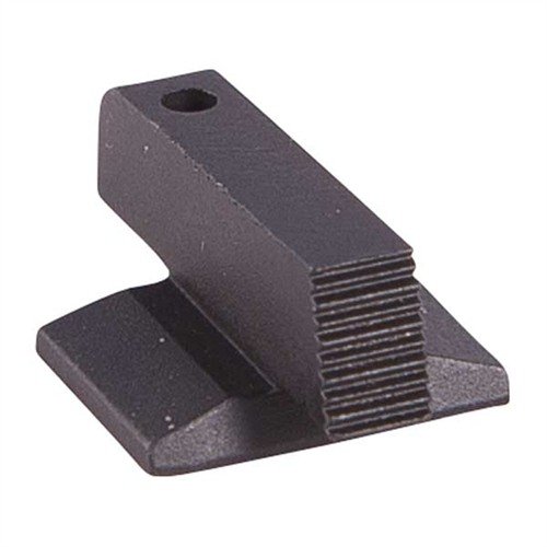 Mirino anteriore dovetail in acciaio CNC, nero, altezza .185", progettato per non impigliarsi nella fondina e ridurre il riverbero con faccia serigrafata.