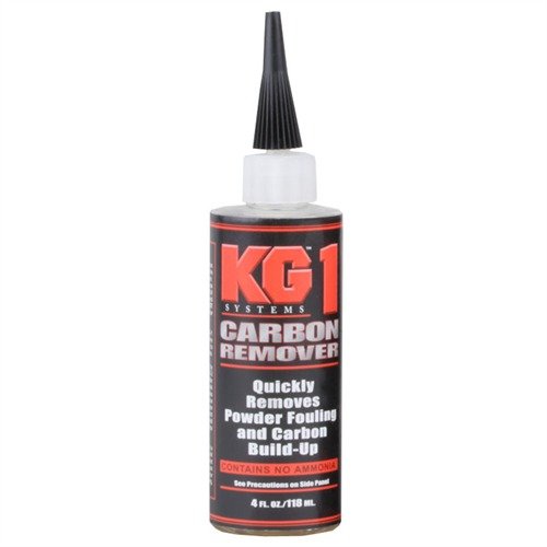 KG1 CARBON REMOVER elimina i residui di carbonio da armi da fuoco, prolungando la vita e migliorando le prestazioni, con un pratico applicatore per un uso facile.