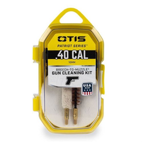 Il PATRIOT Series Pistol Kit di Otis offre tutto il necessario per la manutenzione delle armi, con cavi Memory-Flex®, spazzole e un pratico contenitore riutilizzabile.