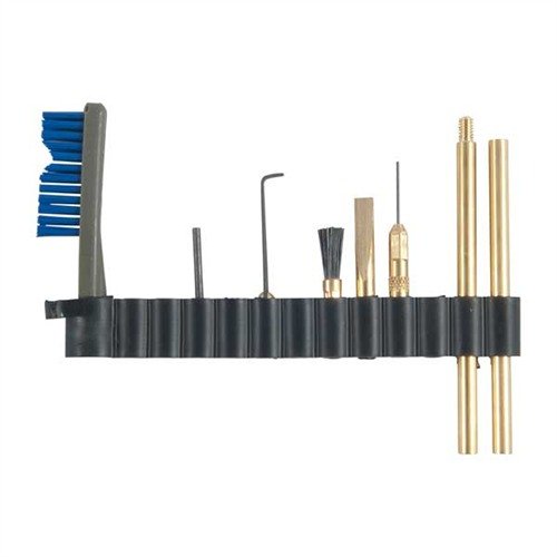 Il set di raschietti in ottone OTIS comprende otto strumenti per una pulizia efficace di M16 e AR-15, compatibili con aste di pulizia standard.