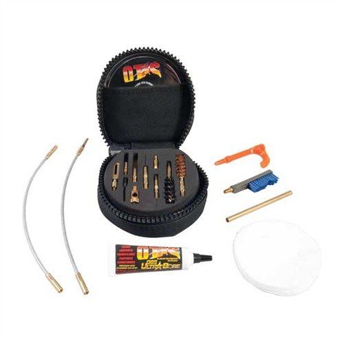 Il sistema di pulizia professionale per pistole 9mm di OTIS include tutto il necessario, come aste di pulizia, spazzole e lubrificanti, per una manutenzione efficace.