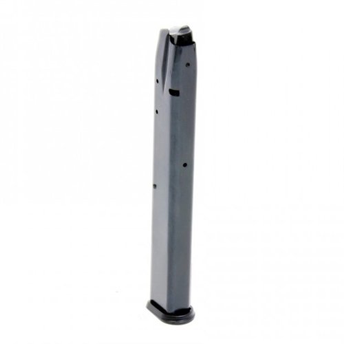 Il caricatore CZ 75 9MM da 32 colpi è realizzato in acciaio ad alta carbonio con molle in chrome silicon, garantendo durata e resistenza nel tempo.