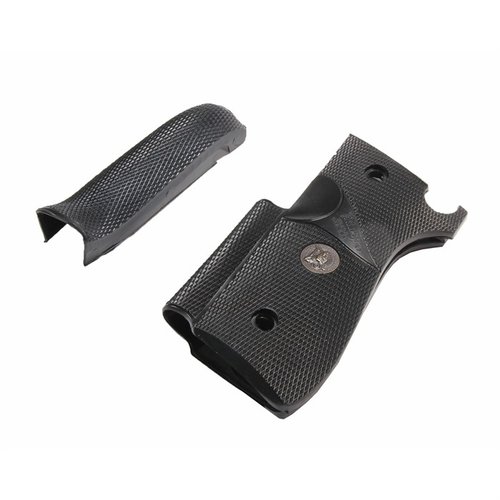 Grips avvolgenti in neoprene, con checkering sul front strap, offrono una presa antiscivolo per destri e mancini, senza modifiche all'arma.